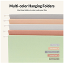SUNEE 18  Count Hanging File Folders, Pastel Colors, Hanging File Folders Letter Size, Hanging Folders with 1/5-cut Tabs, Designed for Bulky Files, Filing Cabinets, Medical Charts