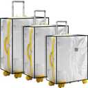 Sadnyy 3 Pieces Clear Luggage Cover PVC Suitcase Luggage Protector Waterproof Cover(Black Border,Left Opening Style)