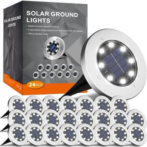 INCX Solar Lights Outdoor Waterproof, 24 Pack Solar Light for Outside, Garden Lights Landscape Lighting for Patio Pathway Lawn Yard Deck Driveway Walkway, Cold White
