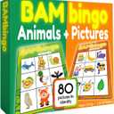 THE BAMBINO TREE Animal and Picture Bingo Game for Kids - Flash Cards Matching Learning Board Game for Ages 3-6 Preschool, Kindergarten & Family Fun