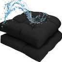 Patio Outdoor Chair Cushions Set of 2 Waterproof 19.5" x 19.5" x5" Outdoor Wicker Chair Cushion with Thick PP Cotton Resistant Patio Furniture Pads for Indoor & Outdoor Wicker Chair Cushion, Black