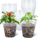GREANER 7 Inch Transparent Plastic Garden Pots, Clear Plant Pots with Drainage Holes and 20 Pcs Plant Labels, Durable Seed Starting Pots for Orchid, Succulent, Vegetable, and Cactus