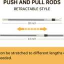 MaKefeile Tension Rod Blinds Shads Push Pull Adjustable Rod for Skylight Cordless Window Blinds and Shades,Easy to Pull The Shades Down and Up 38 to 63inch.