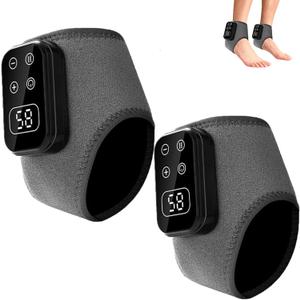 2Pcs Foot Triple Method Massager,3-in-1 Portable Foot and Ankle Massager Heated Wrap,3-Speed & 5-Temperature Triple Technology Foot Massager Ankle for Home Office Travel