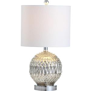 JONATHAN Y 20.5" Silver Mercury Glass Table Lamp, Contemporary Chrome Sphere Metal Base with Ivory Linen Shade for Bedroom Living Room Nightstand, LED Bulb Included JYL1041A