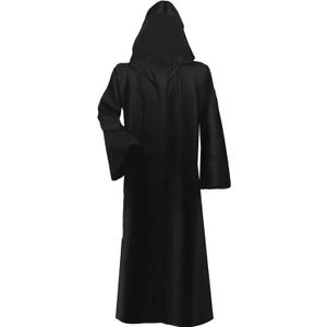Black Hooded Cloak for Adult - Unisex Halloween Costume Vampire Witch Cape Wizard Robe Gothic Cosplay Cloak with Hood (XXL)