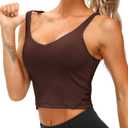 THE GYM PEOPLE Womens' Sports Bra Longline Wirefree Padded with Medium Support (Brown, M)