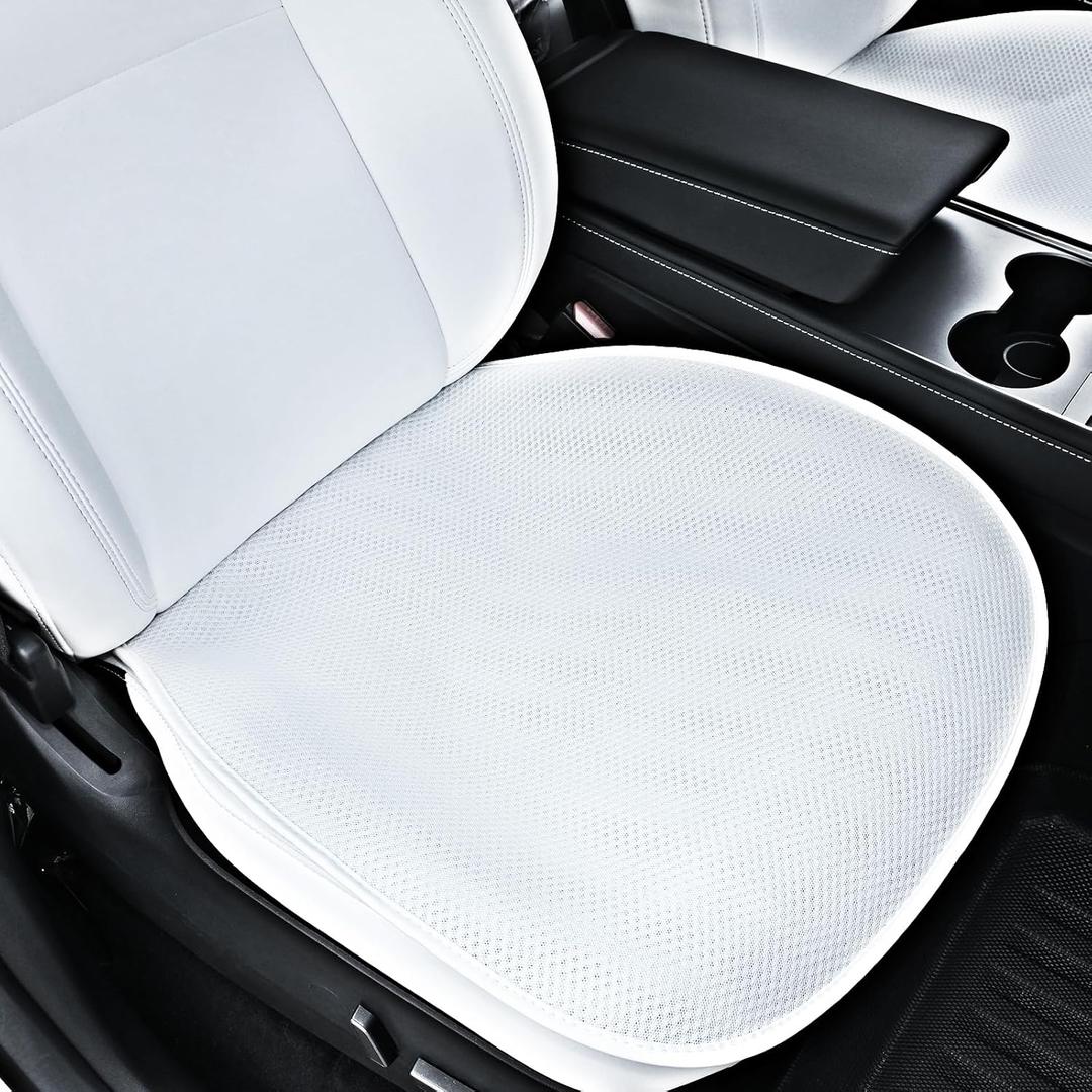 Uxcer 2025 Font Bottom Seat Covers for Tesla Model 3/Y Juniper/Highland [Breathable Mesh & Anti-Slip & Washable] 2PCS Seat Protectors for Tesla Model Y Model 3 Accessories 2026 2025-2017 White