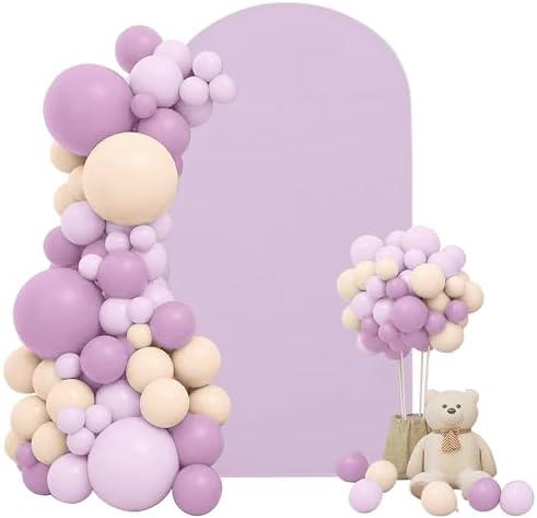 Spandex Fitted Wedding Arch Cover 6FT Round Top Stand Covers Double-Side Chiara Cover Backdrop Cover for Wedding Birthday Party Ceremony Baby Shower Decoration(Lavender)