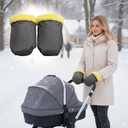 Stroller Hand Muff Pram Hand Warmer for Winter Windproof Cold Weather Hand Gloves Zip Universal Size Anti-Freeze Extra Thick Warm Baby Stroller Gloves