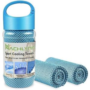 NACHLYNN 4 Pcs Cooling Towels 40" x 12" Soft Breathable Chilly Towel Instant Cooling Ice Towels for Work Run Yoga Camping Exercise Gym Rock Climbing and Other Activities (Lake Blue)