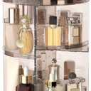 360 Rotating Makeup Organizer with Lipstick Slots, DIY 8 Adjustable Height Spinning Skincare Organizers, Brush and Perfume Storage Carousel, Cosmetic Display Case for Vanity Bathroom Countertop