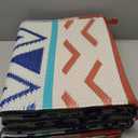 Outdoor Rugs Patio Camping Waterproof - 8x10 Plastic Straw Patio Rug Portable for Campers, Outside RVs Mat, Outdoor Area Carpet for Patios Clearance, Backyard Porch, Balcony, Picnic (Blue Red)