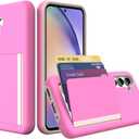 Galaxy A54 Case with Card Holder,Credit Card Slot Protective Wallet Case for Samsung Galaxy A54 - Pink