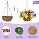SupBri Artificial Pansies Hanging Flowers with Basket & 2 Fake Butterflies, Silk Flowers for Outdoor Spring Summer Decor, UV Resistant Hanging Plants for Garden Porch Patio (1 Set