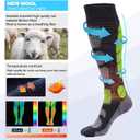 Ski Socks Merino Wool Thermal Knee High Winter Snowboard Sport Socks Men Women, Hunting (Large, Green Orange (2 Pairs))