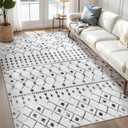 Moroccan 5x7 Area Rug Living Room Rugs, Washable Rug Indoor Non Slip Rugs, Soft Low Pile Rug Foldable Accent Rug for Living Room Bedroom Dining Room, Grey Carpet