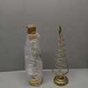 Yuefunny Set of 2 Lighted Christmas Tree Table Decoration with Golden Star Battery Operated Tabletop Prelit Mini Xmas Tree with LED Light up Desk Ornament for Home Mantel(Spiral,Gold)