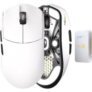 Lamzu Maya X Wireless Gaming Mouse, Ultra Lightweight 47g, Optical Switch, Maximum 30000 DPI, Symmetrical, MCU Nordic 52840, Dust-Proof Encoder, PAW3950 Sensor(Larger Maya) (White)