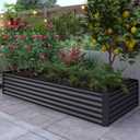 Domi 8×4×1.5 ft Galvanized Raised Garden Bed, Outdoor Planter Garden Boxes Large Metal Planter Box for Gardening Vegetables Fruits Flowers, Grey