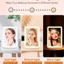 FUNTOUCH Rechargeable Travel Makeup Mirror with Lights and 10X Magnifying Mirrors, Portable Lighted Vanity Mirror with 80 Led,2000mAh Battery,3 Color Lighting,Touch Dimming,Tabletop Light up Mirror