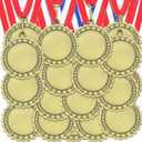 Junkin 24 Pcs Blank Medals for Awards with Neck Ribbons Winner Participation Custom Medals Awards Make Your Own Kit 1st Place Cheer Participation Trophy Metal Prize Gift