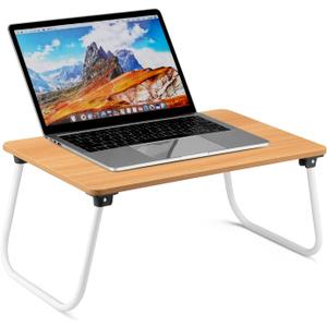 Ruxury Folding Lap Desk Laptop Stand Bed Desk Table Tray, Breakfast Serving Tray, Portable & Lightweight Mini Table for Sofa Couch Floor - Wood (Small)