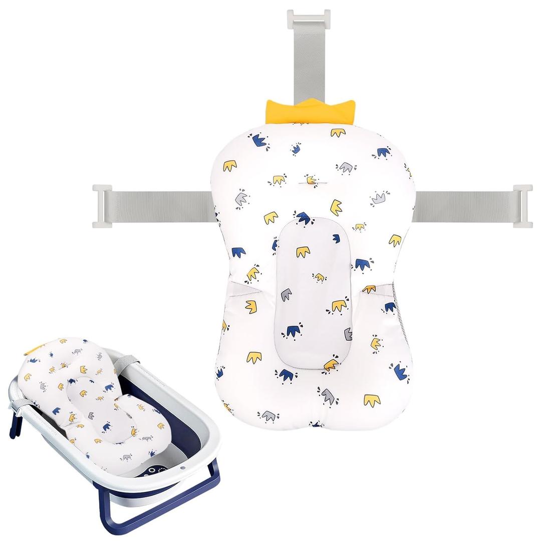 Colorlife Baby Bath Seat Support Net Infant Bathing Seat Support Mat, Adjustable Comfortable Non-Slip Three-Pointed Baby Shower Net Bathtub Sit Up Mesh for Newborn 0-12 Months-Crown(No Bathtub)