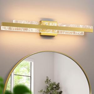 Modern Bathroom Vanity Light: Brushed Gold 32 inch 28W Dimmable LED Bath Bar Light Fixtures Over Mirror - Wall Sconce Picture Lights for Paintings Cabinets Bedroom 3000k
