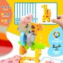 Vaiheng Toys for Toddlers 1-3, Montessori Toys for 1 2 3 4 Year Old Boys & Girls, Toy Age 2-4 0-2 Kids Baby, 1 2 3 Year Old Girls Boys Gifts, Wooden Animal Blocks Stacking Education Puzzles Toy