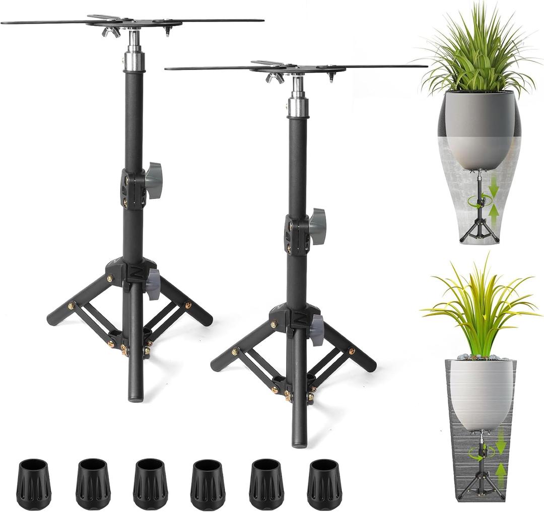 AZEAM 2 Pcs Adjustable Plant Risers for Inside Pots, 10-15" Rise Upgraded Planter Inserts, Metal Plant Lifters Fillers for Tall Square Round Taper Flower Pots Indoor Outdoor (4-12" Top& 6-9" Base)