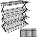 4 Tier Collapsible Cooling Rack, 3 Adjustable Setting Design Wire Baking Rack Stackable Cookies Bread Cooling Racks for Cooking and Baking, Roasting, Drying, Bakers