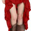 ThePirateDressing Steampunk Victorian Cosplay Costume Womens High-Low Show Girl Skirt (Small, Red (With Shredded Raw Edges))