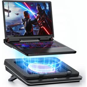 IETS GT600 Laptop Cooling Pad Equipped Gigantic Turbo-Fan（5.5inch Diameter）,Sealed Foam for Rapid Cooling Gaming Laptop,14.1-19.3 inch Laptop Cooler with Adjustable Brackets,Dust Filter,Touch Start