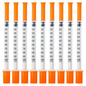 U-100 1ml Syringes 1cc 31G 5/16 Inch 8mm - Disposable Individually Sealed, Box of 100