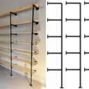 Kaler Industrial Pipe Shelves, 3-Set 5-Tier 68" Tall, 12" Depth,DIY Open Bookshelf Bookcase, Wall Mount Vintage Retro Shelving, Rustic Farmhouse Pantry Kitchen Storage,Black Shelf Brackets