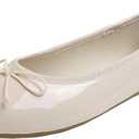 FEVERSOLE Women's Macaroon Colorful Memory Foam Cushion Insock Patent Ballet Flat (9, Milk Tea)