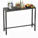 Outdoor Bar Table, 36in Bar Height Table, Black Metal Frame with Weatherproof Top, HDPE Outdoor Furniture for Patio, Hot Tub, Party, Balcony, Indoor