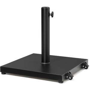 Patio Umbrella Base 43lbs Outdoor Umbrella Stand with Wheels, Heavy Duty Square Concrete Stand Market Umbrella, Black