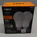 Feit Electric A19 LED Light Bulb, 100W Equivalent, Dimmable, E26 Base, CRI 90, 1600 Lumens, 2700K Soft White, General Purpose Light Bulb, 22-Year Lifetime, OM100DM/927CA/2, 2 Pack