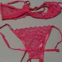 Lilosy Sexy Underwire Floral Lace Sheer Lingerie Set for Women See Through Bra and Panty 2 Piece (3X-Large, Hot Pink)