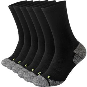 Wildarms Athletic Running Socks Cushion Padded Moisture Wicking Crew (Black)