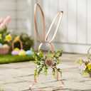 20 Inch Easter Metal Bunny Yard Decoration 3D Metal Rabbit Yard Signs with Linen Flowers Easter Outdoor Lawn Decor Bunny Signs for Garden Porch Backyard Spring Seasonal Props Party Supplies