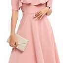 Bbonlinedress Womens Off The Shoulder Cocktail Dress, Formal Wedding Guest Prom Party Homecoming Graduation A-line Midi Dress XL