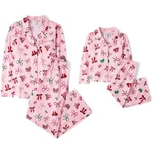The Children's Place,Unisex Baby,Mommy and Me Matching Christmas 2 Piece Pajama Sets, Button Up,Holiday Bows, Pink, XL