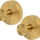 2 x 2pcs Suction Cup Hooks, Premium Stainless Steel Suction Cup Hooks Shower Hooks Suction Cup Bathroom Towel Coat Hook Suitable for Glass Mirror Smooth Surface(Gold), Medium
