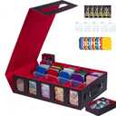 3900+Trading Card Storage Box MTG Commander Deck Box TCG Deck Case with Display Windows Dice Tray, Card Organizer 30 Colorful Dividers& 5 Supporters& 5 Top loaders (Red)