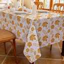 Romanstile Fall Rectangle Tablecloth 60 x 120 Inch,Thanksgiving Autumn Harvest Orange Maple Leaf Table Cloths, Stain Resistant Farmhouse Table Cover for Thanksgiving Holiday Dinner Party