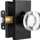 Glass Door Knobs Interior Privacy Crystal Door Knobs with Lock for Bedroom Bathroom, Matte Black (Privacy 1 Pack)