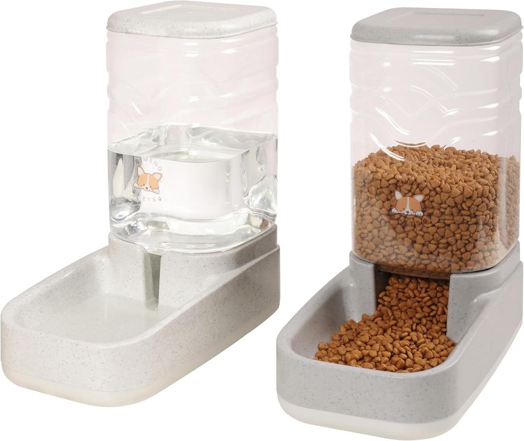 Elevon Automatic Cat Feeder, Gravity Food and Water Dispenser Bowl Set for Small Medium Dogs Animals, Pet Feeder Dispenser Storage Food, 3.8L Large Capacity, White & Gray Elevon Automatic Cat Feeder, Gravity Food and Water Dispenser Bowl Set for Small Medium Dogs Animals, Pet Feeder Dispenser Storage Food, 3.8L Large Capacity, White & Gray